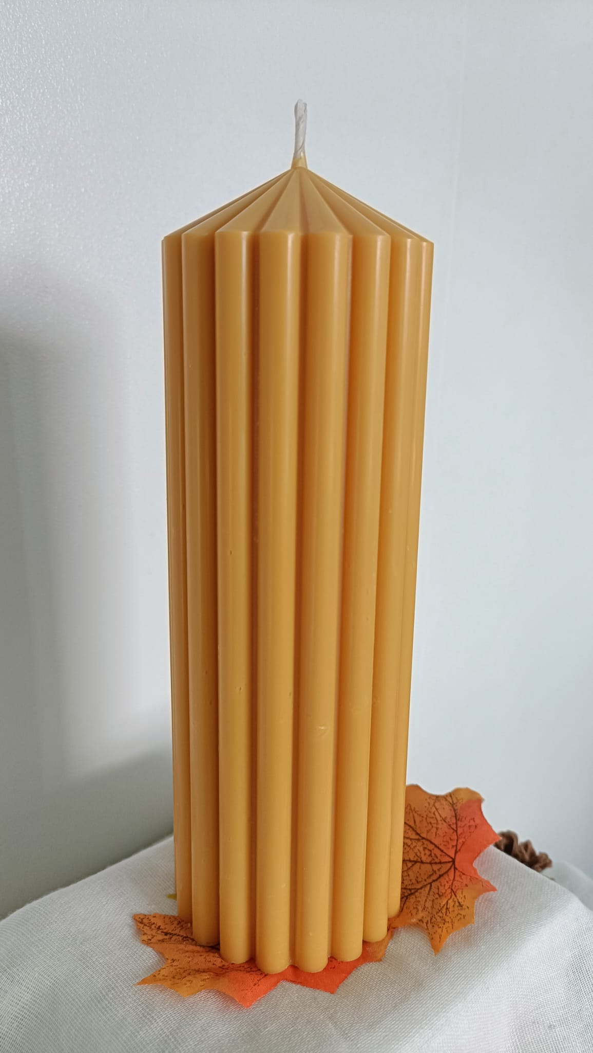 20cm Soy Wax Ribbed Church Pillar Candles - Unscented ( in 4 Colours)