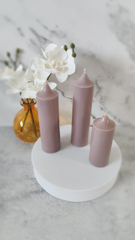 Slate Soy Wax Church Pillar Candles - Unscented, Set of 2 (4 Sizes)