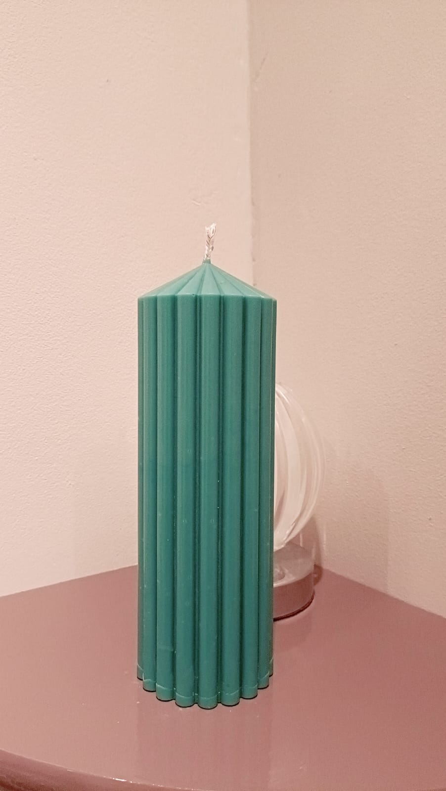 20cm Soy Wax Ribbed Church Pillar Candles - Unscented ( in 4 Colours)