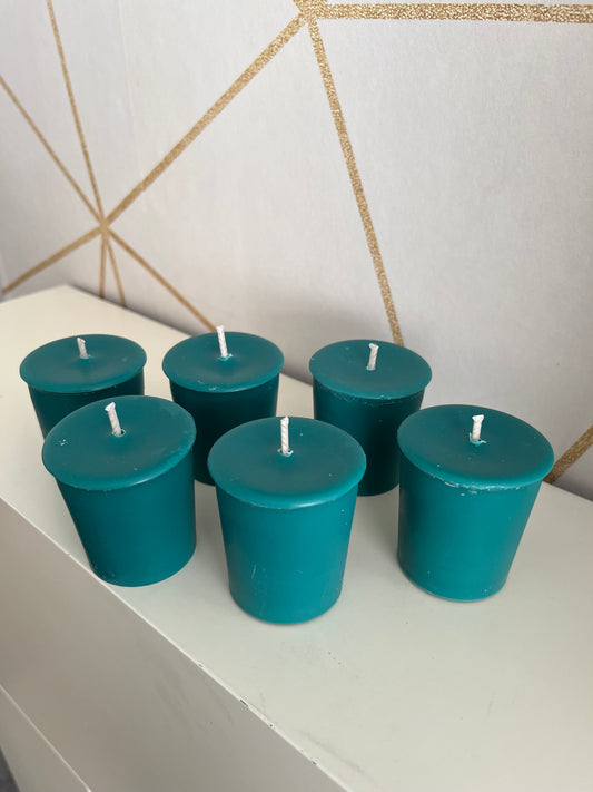9cl Votive Soy Wax Candles - Unscented, Pack of 6 - Dark Green