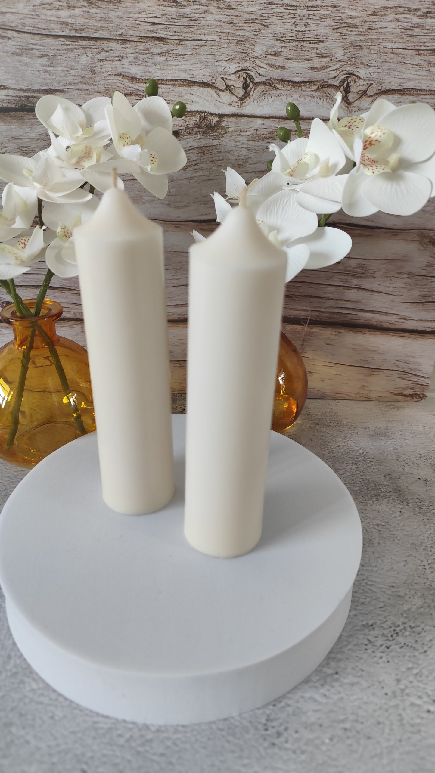 Ivory Soy Wax Church Pillar Candles - Unscented, Set of 2 (4 Sizes)