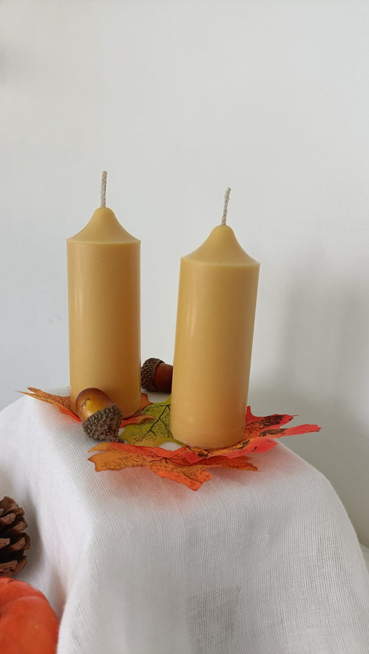Orange Soy Wax Church Pillar Candles - Unscented, Set of 2 (2 Sizes)