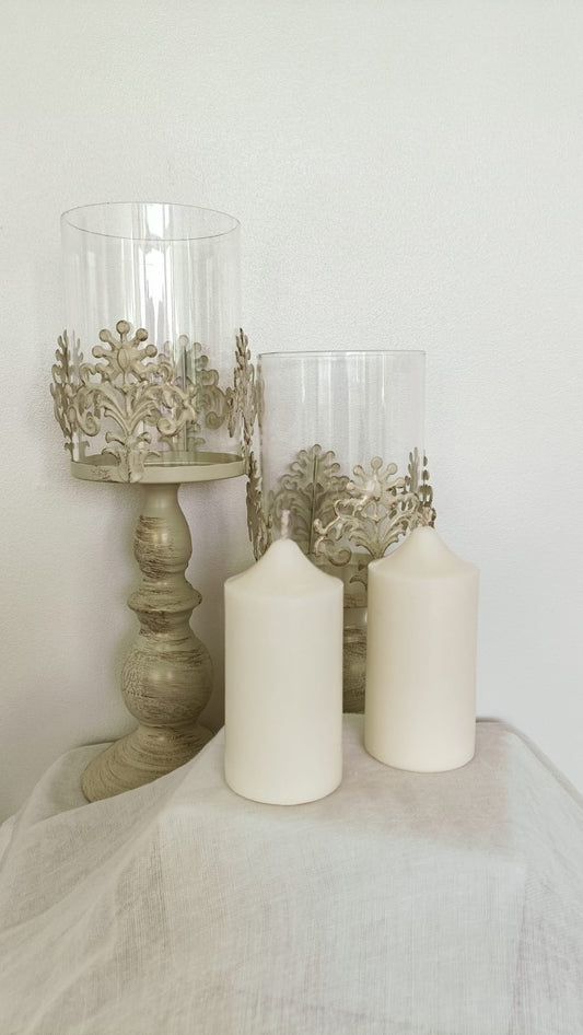 Chunky Ivory Soy Wax Church Pillar Candles - Unscented, Set of 2 (2 Sizes)