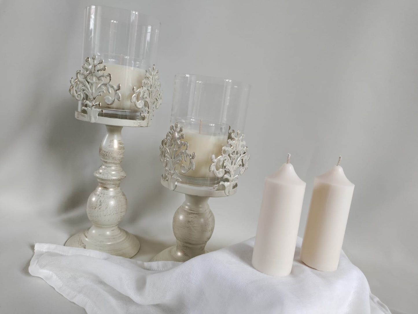 Ivory Soy Wax Church Pillar Candles - Unscented, Set of 2 (4 Sizes)