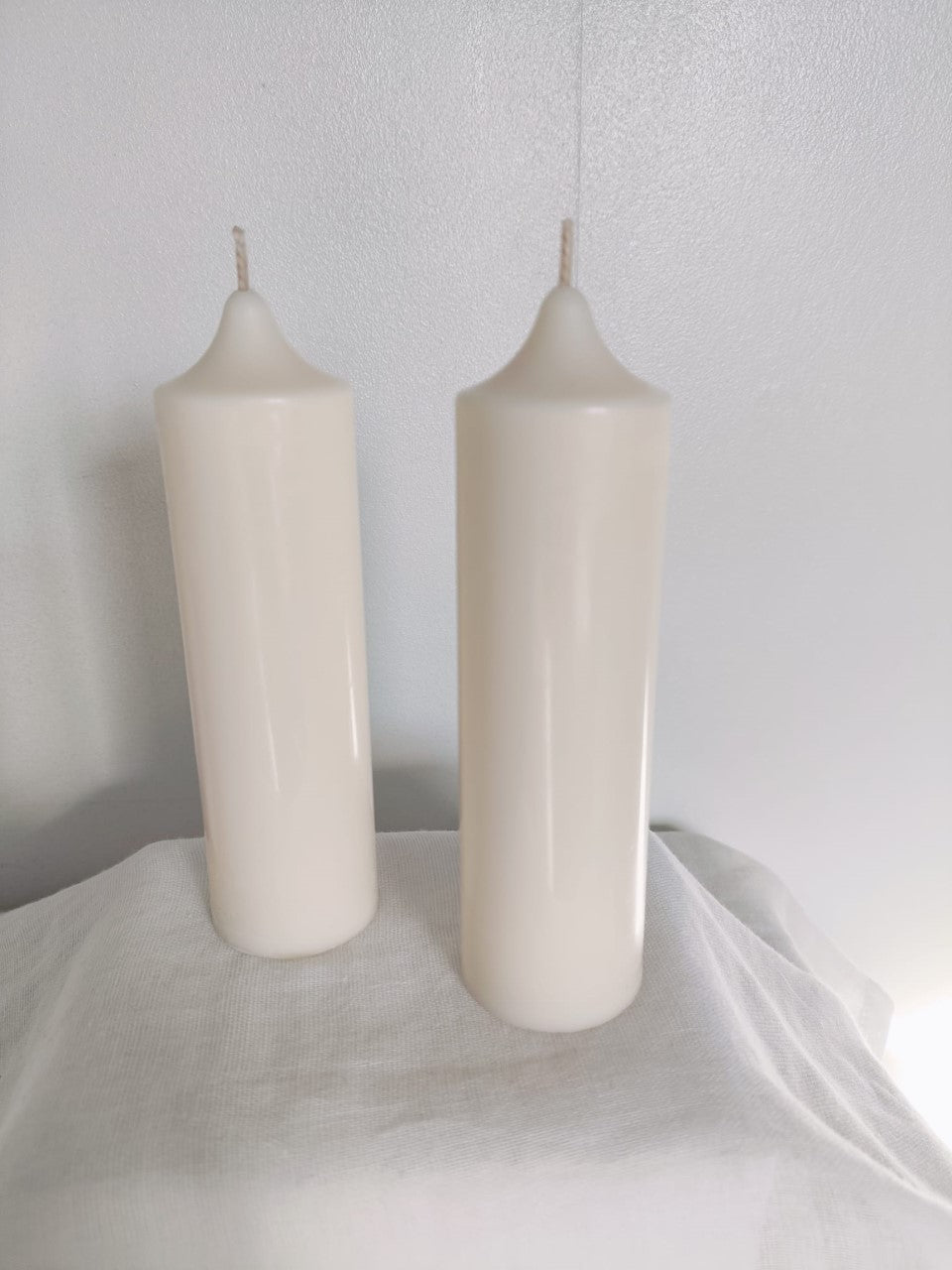 Ivory Soy Wax Church Pillar Candles - Unscented, Set of 2 (4 Sizes)