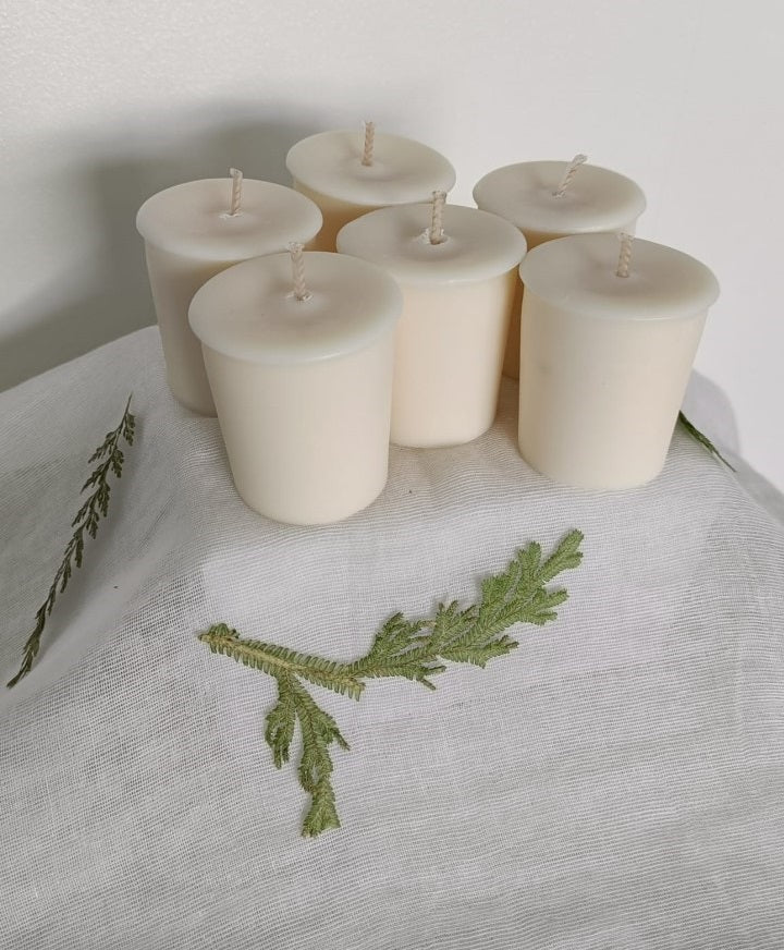 9cl Votive Soy Wax Candles - Unscented, Pack of 6 Ivory