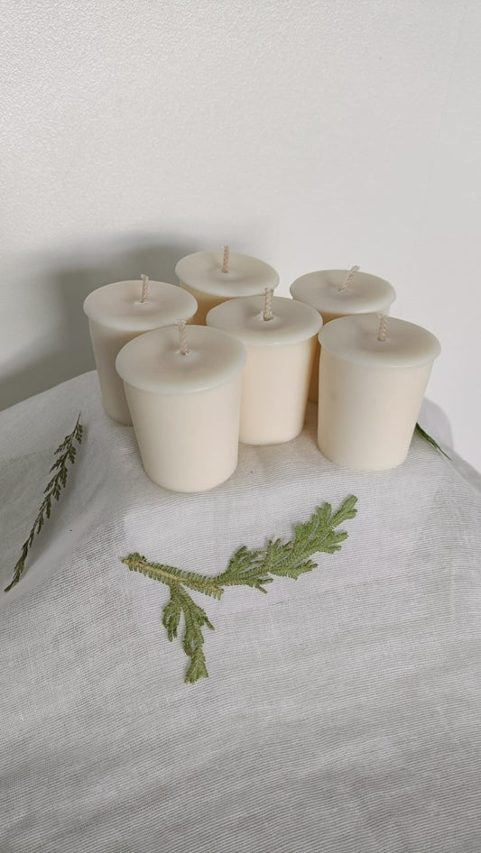 9cl Votive Soy Wax Candles - Unscented, Pack of 6 Ivory