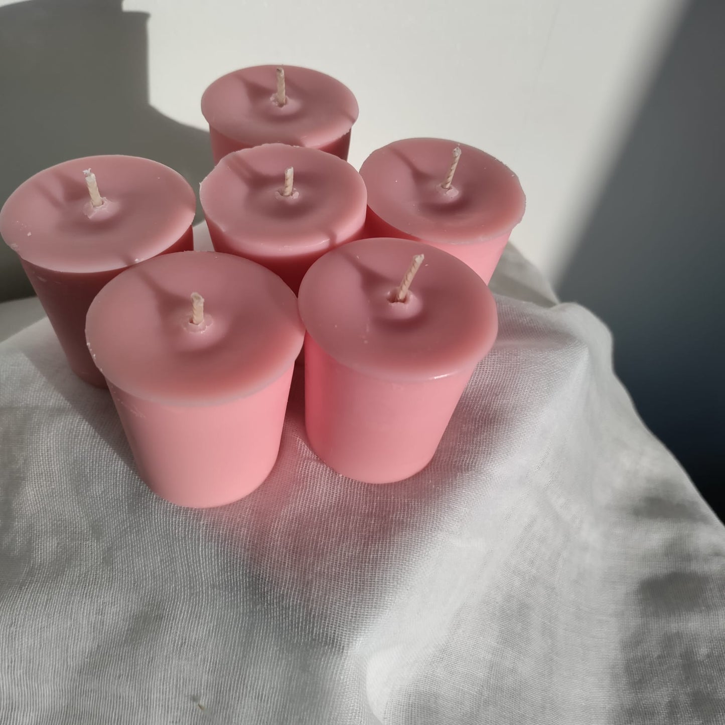 9cl Votive Soy Wax Candles - Unscented, Pack of 6 - Pink