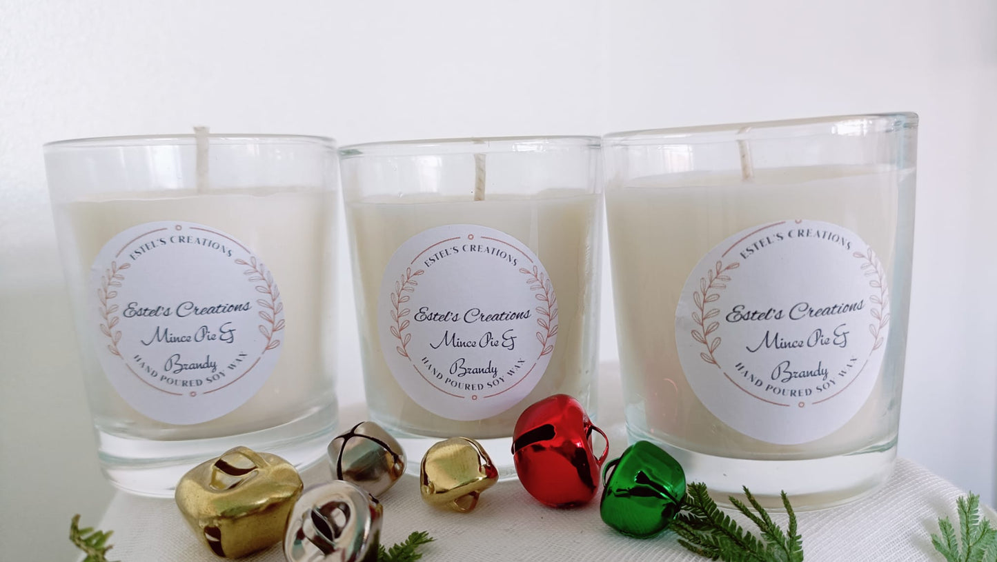 Mince Pie & Brandy Votive Soy Wax Jar Candles - Set of 3