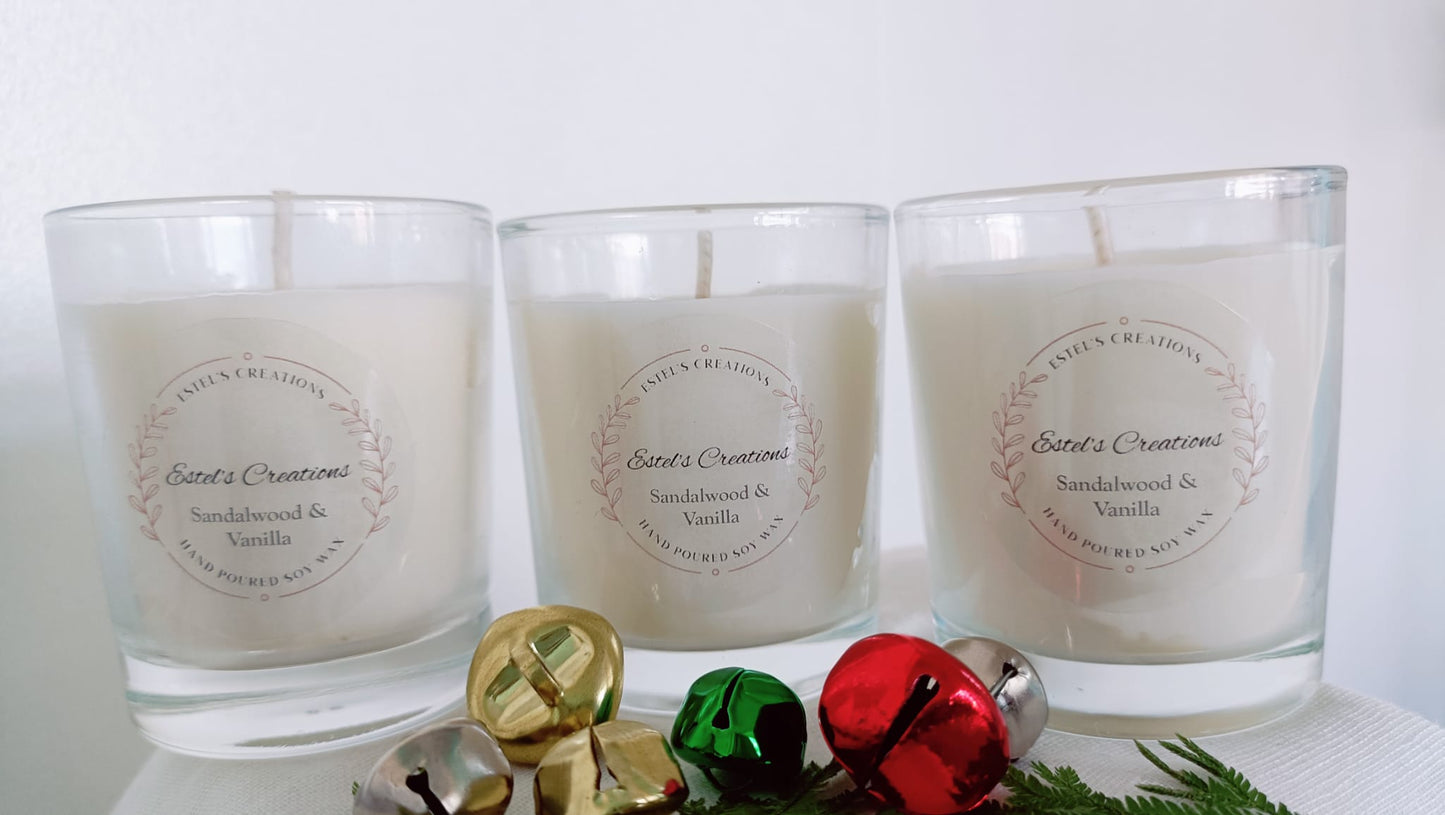 9cl Votive Soy Wax Jar Candles - Set of 3 Sandalwood & Vanilla