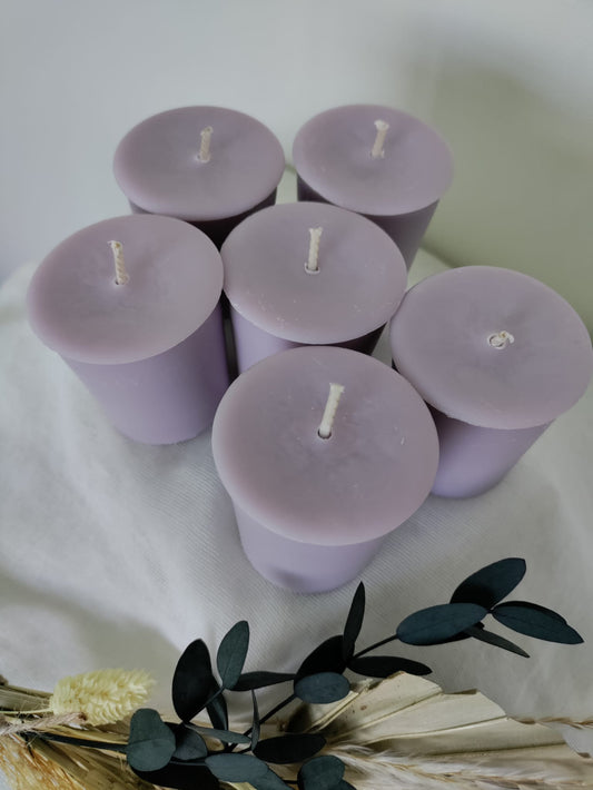 9cl Votive Soy Wax Candles - Unscented, Pack of 6 - Lilac