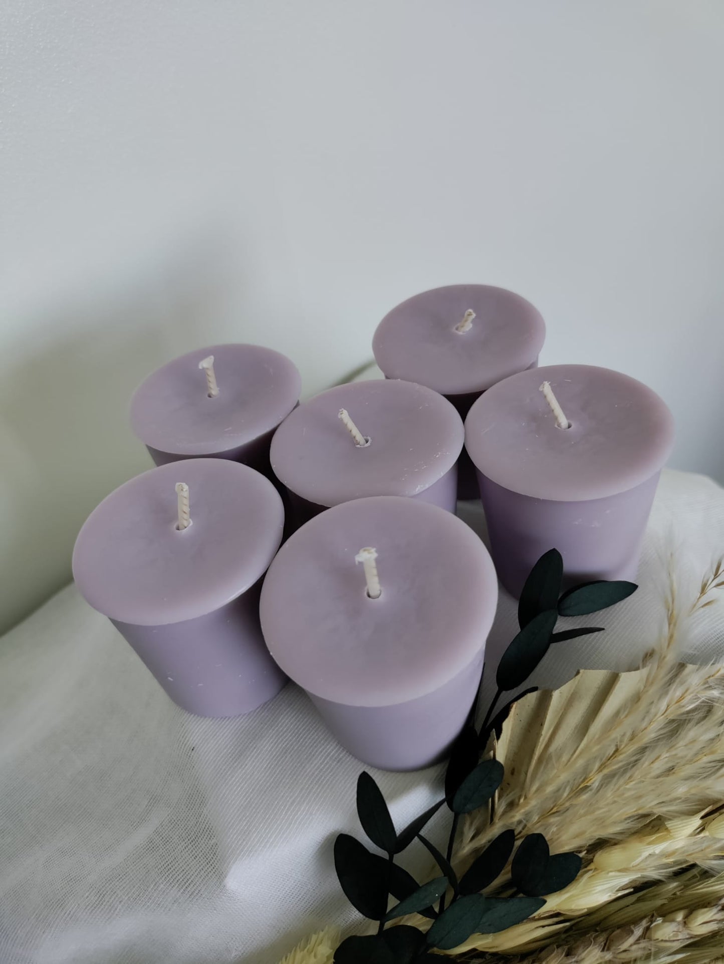 9cl Votive Soy Wax Candles - Unscented, Pack of 6 - Lilac