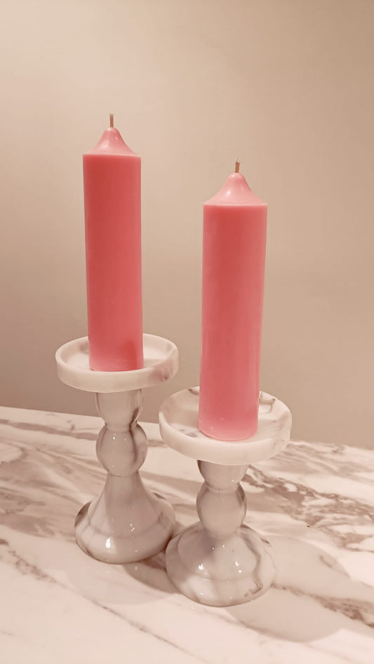 Pink Soy Wax Church Pillar Candles - Unscented, Set of 2 (3 Sizes)