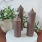 Mocha Soy Wax Church Pillar Candles - Unscented, Set of 2 (4 Sizes)
