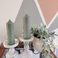 Olive Green Soy Wax Church Pillar Candles - Unscented, Set of 2 (4 Sizes)