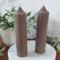 Mocha Soy Wax Church Pillar Candles - Unscented, Set of 2 (4 Sizes)