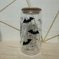 Halloween Coffee Themed Glass Tumbler With Bamboo Lid And Straw