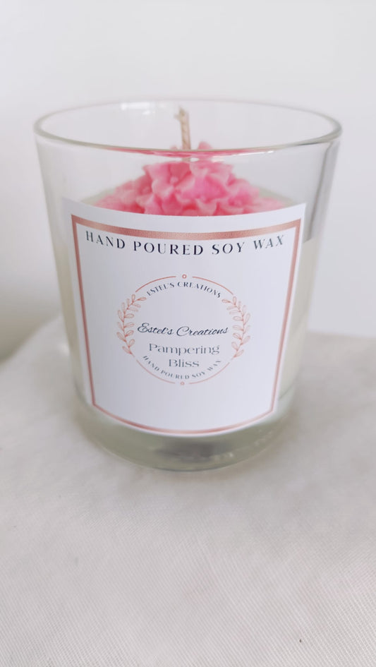 Pink Flower 20cl Soy Wax Glass Jar Candle (Various Scents)